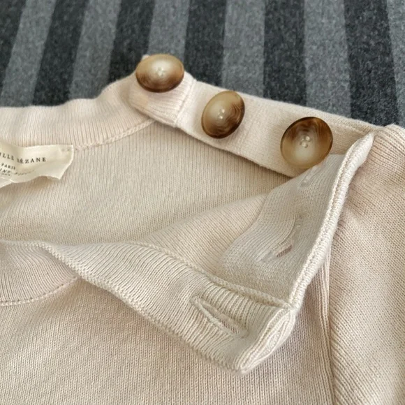 Sezane Matthis Jumper Natural / Navy Size S - Picture 9 of 11